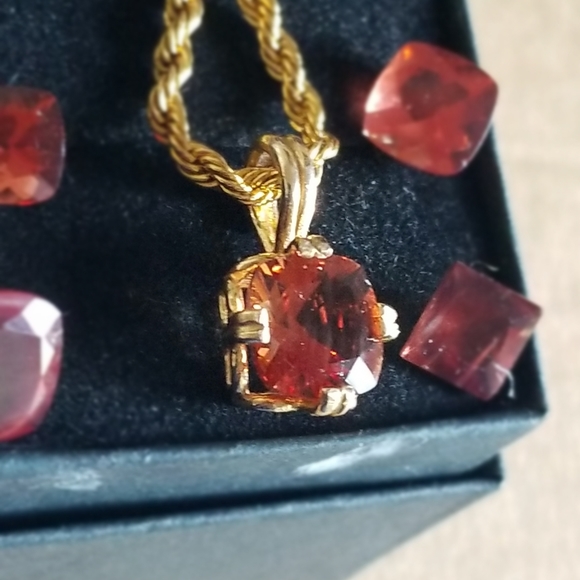 Easter Sale Vintage custom made 14k andesine sunstone  charm chain - Picture 13 of 16